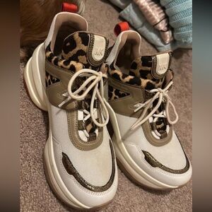 Michael Kors White and Brown Sneakers Retro Style